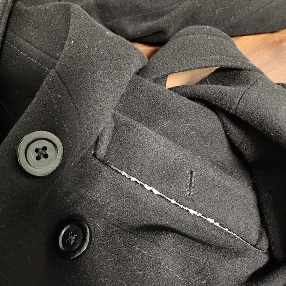 London Fog Heritage Black Wool Blend Trench Coat with Leather Accents - Picture 12 of 16